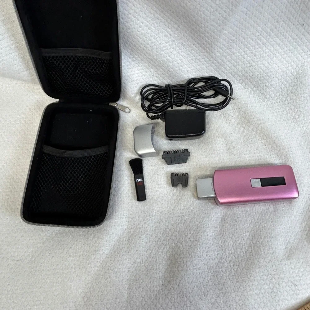 No!No! Hair Removal System Metallic Pink with TravelCase andAccessories UNTESTED